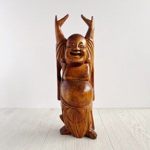 Beautiful 12" "Happy Buddha" Hand-Carved Statue | Buddhist decor |